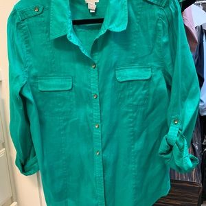 Emerald green button down blouse